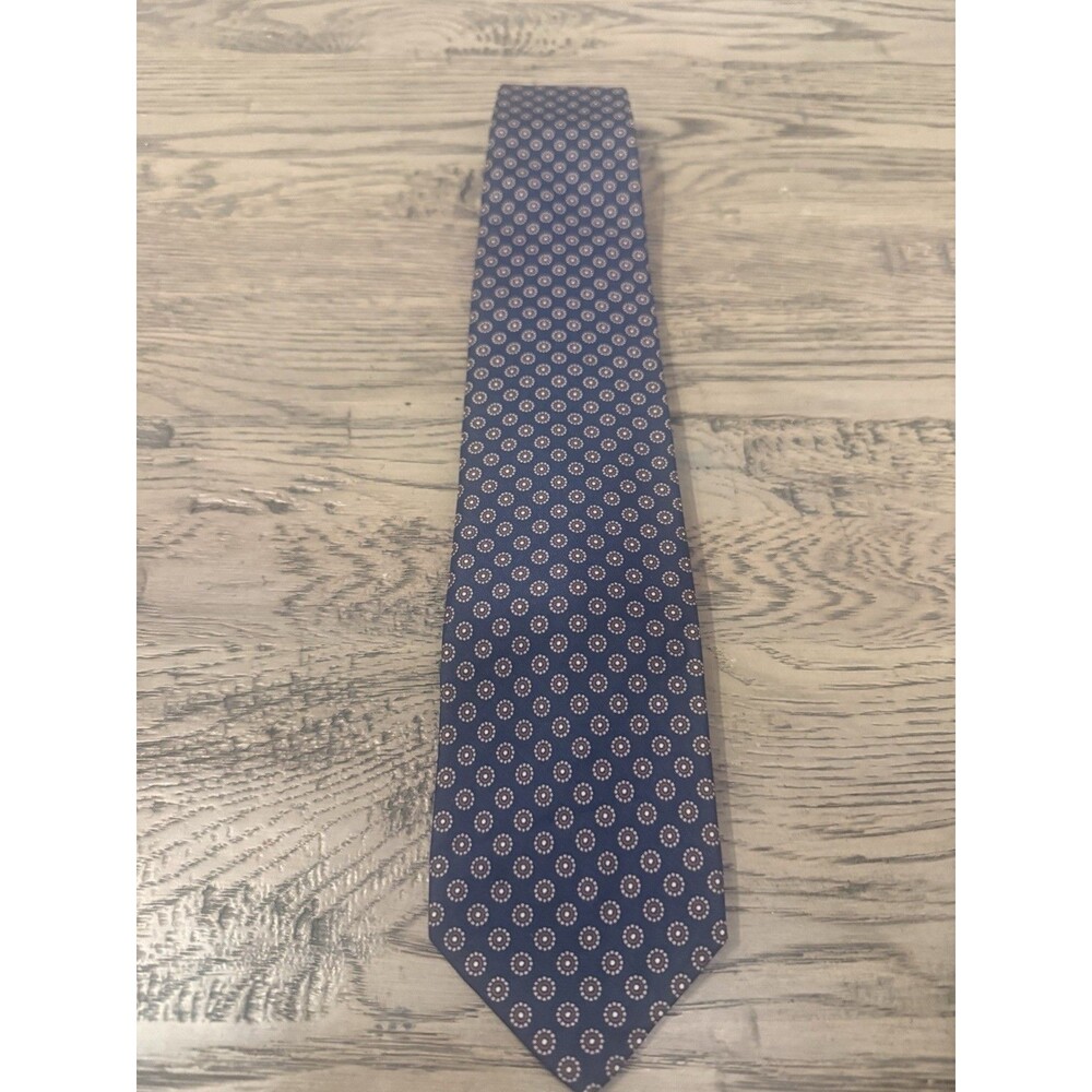 Robert Talbott Men's Blue Silk Geometric Pattern Designer Tie, 1 Pc